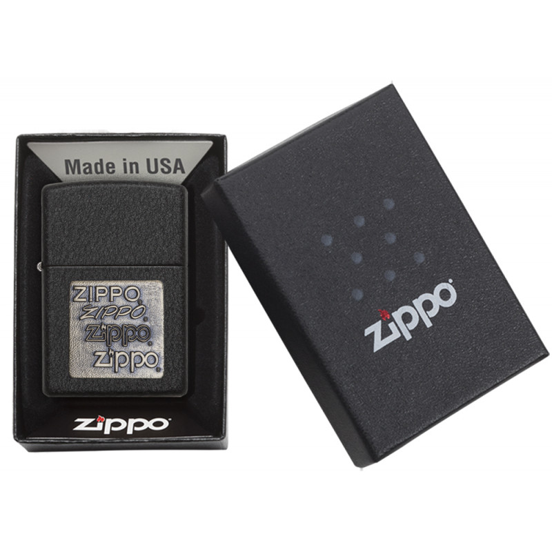 Zippo Black Crackle Gold Zippo Logo Windproof Lighter